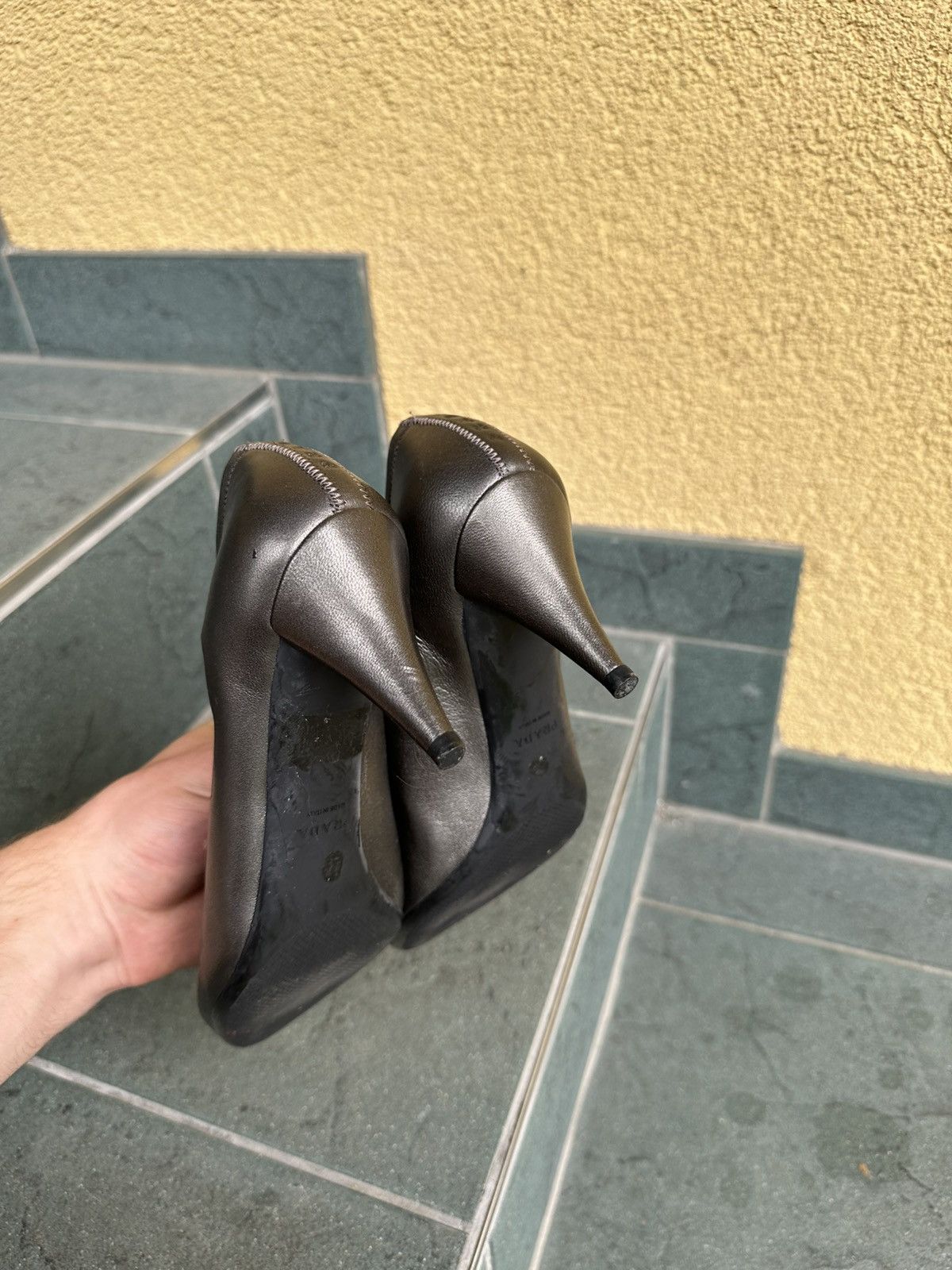 Prada Prada Heels Pumps Gray Vintage Rare Leather size 36,5 US-6 Size US 6 / IT 36 - 11 Thumbnail