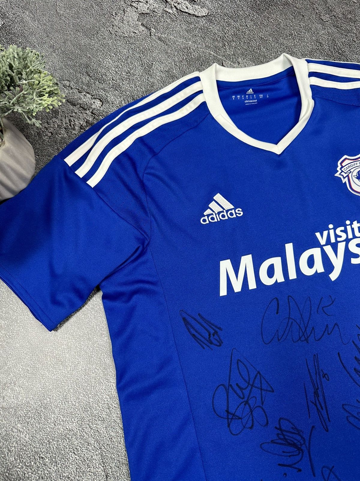 Adidas Cardiff City Soccer Jersey Football 2015/16 with autographs Size US S / EU 44-46 / 1 - 5 Thumbnail