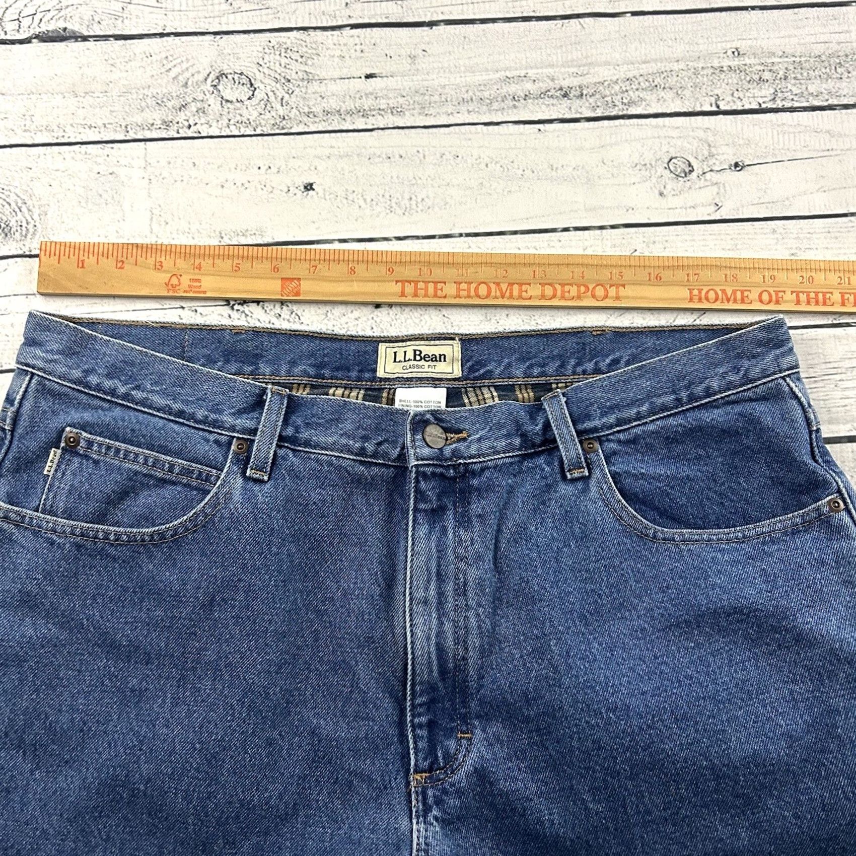 Vintage L.L. Bean Jeans Classic Fit Denim Blue 40x29 Men's Regular Medium Lined Straight Jeans Mens Size US 40 / EU 56 - 4 Thumbnail