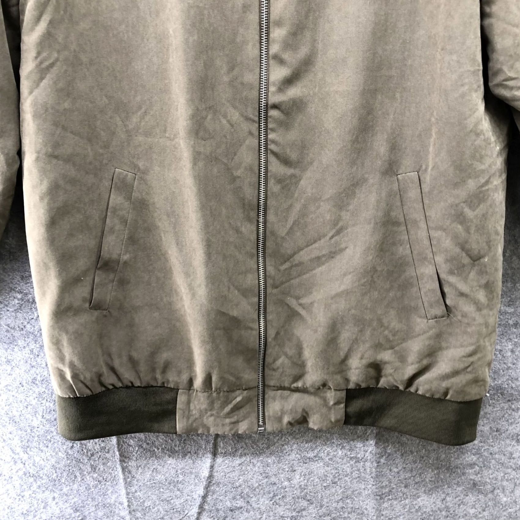 Olive Be Cool Bomber Jacket Mens L Olive Green Lightweight Faux Suede Utility Outdoor Jacket Size US L / EU 52-54 / 3 - 4 Thumbnail