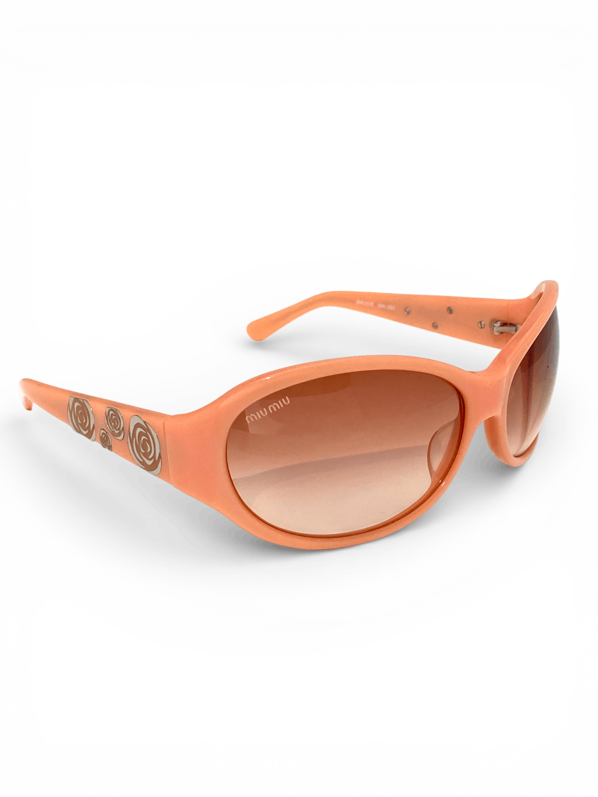 Miu Miu Miu Miu Flower Floral Logo Peach Retro Oval Sunglasses Y2K Size ONE SIZE - 1 Thumbnail