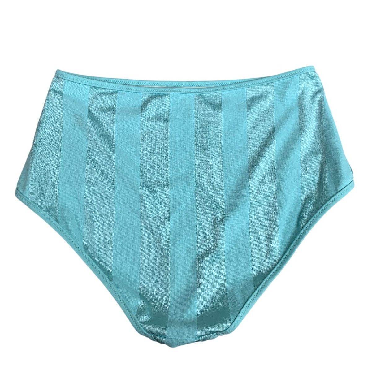American Eagle Outfitters New Tidal Blue High Waisted Striped Shine Bikini Bottom ONLY Size 23" - 4 Thumbnail