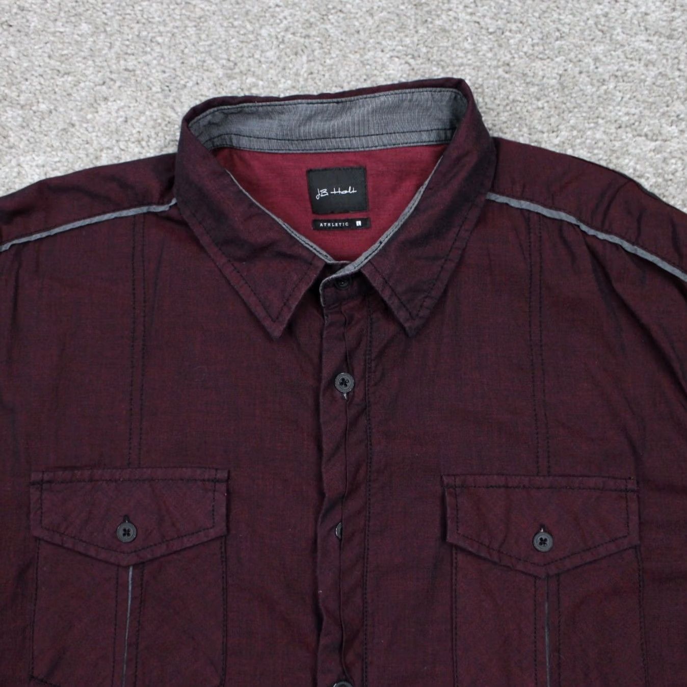 Vintage J.B. Holt Athletic Fit Shirt Mens Large Red Cotton Stretch Long Sleeve Button Up Size US L / EU 52-54 / 3 - 6 Thumbnail