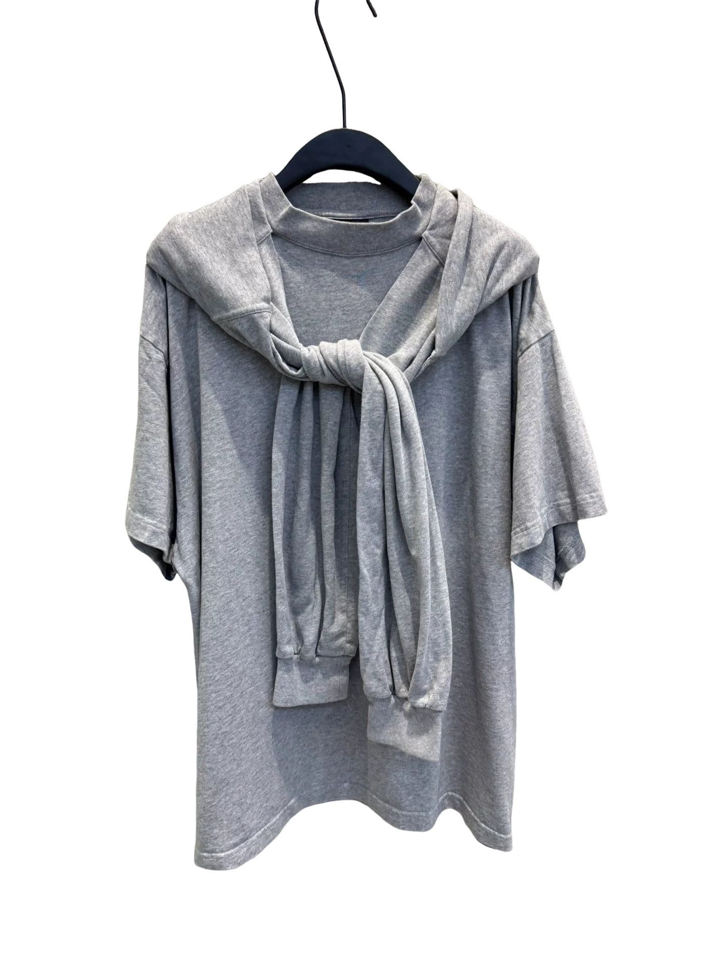 Balenciaga Balenciaga Gray Hooded Short Sleeve Tee Size S Size US S / EU 44-46 / 1 - 1 Thumbnail