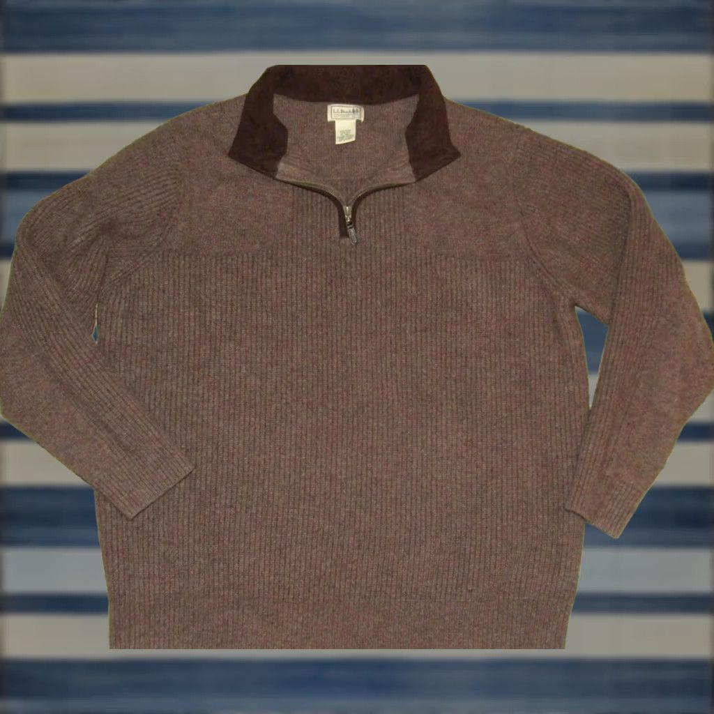 Vintage LL BEAN Brown Merino Lambswool Waterfowl Sweater XL Tall Mens Pullover Size US XL / EU 56 / 4 - 1 Thumbnail