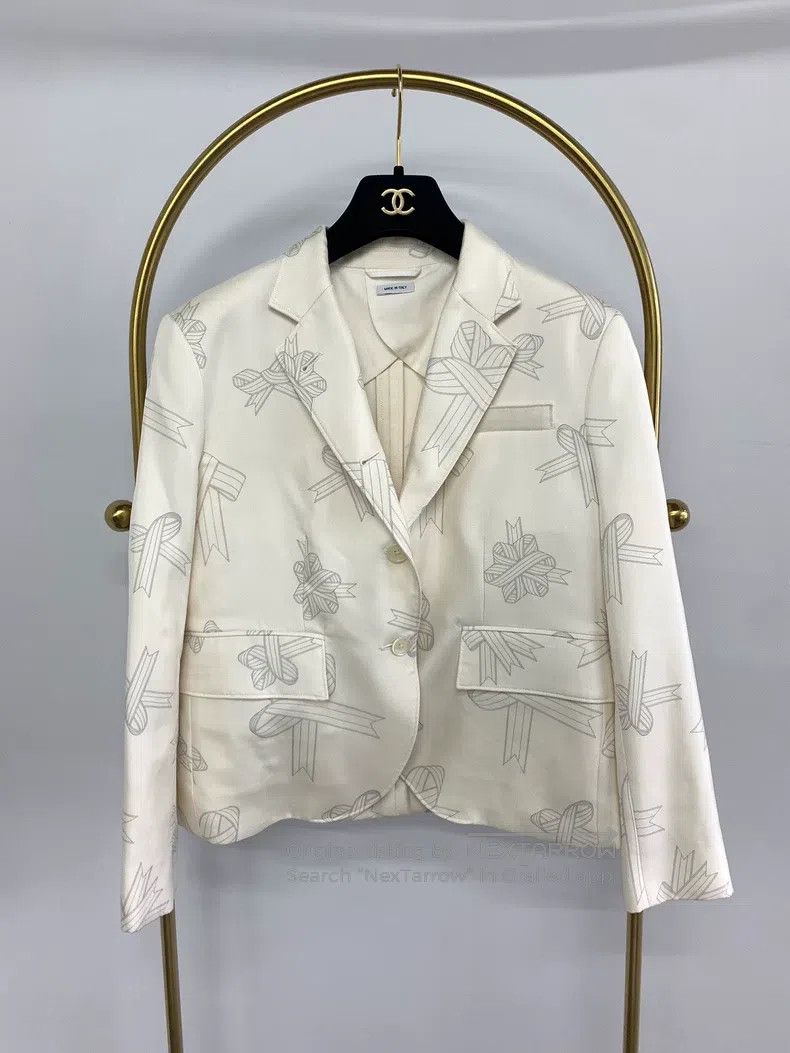 Thom Browne Thom Browne White Printed Jacket Size US XS / EU 42 / 0 - 1 Thumbnail