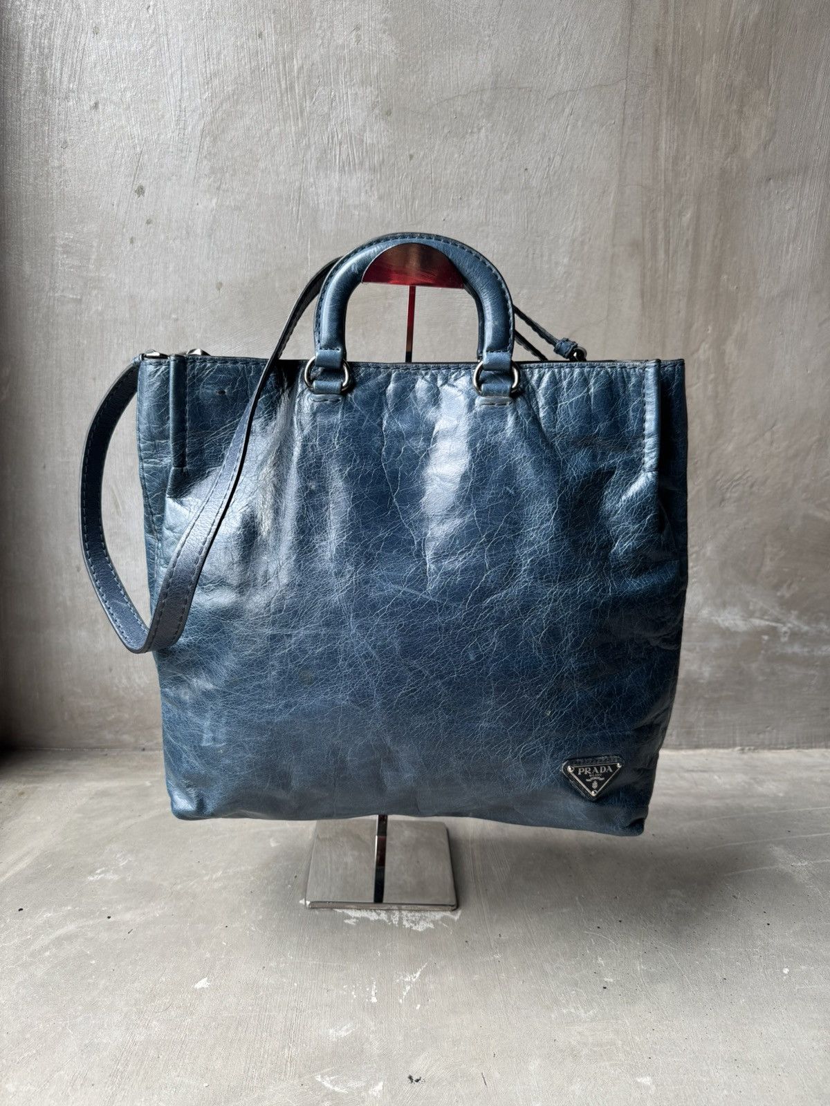 Prada PRADA Vitello Shine Tote Denim Size ONE SIZE - 2 Thumbnail