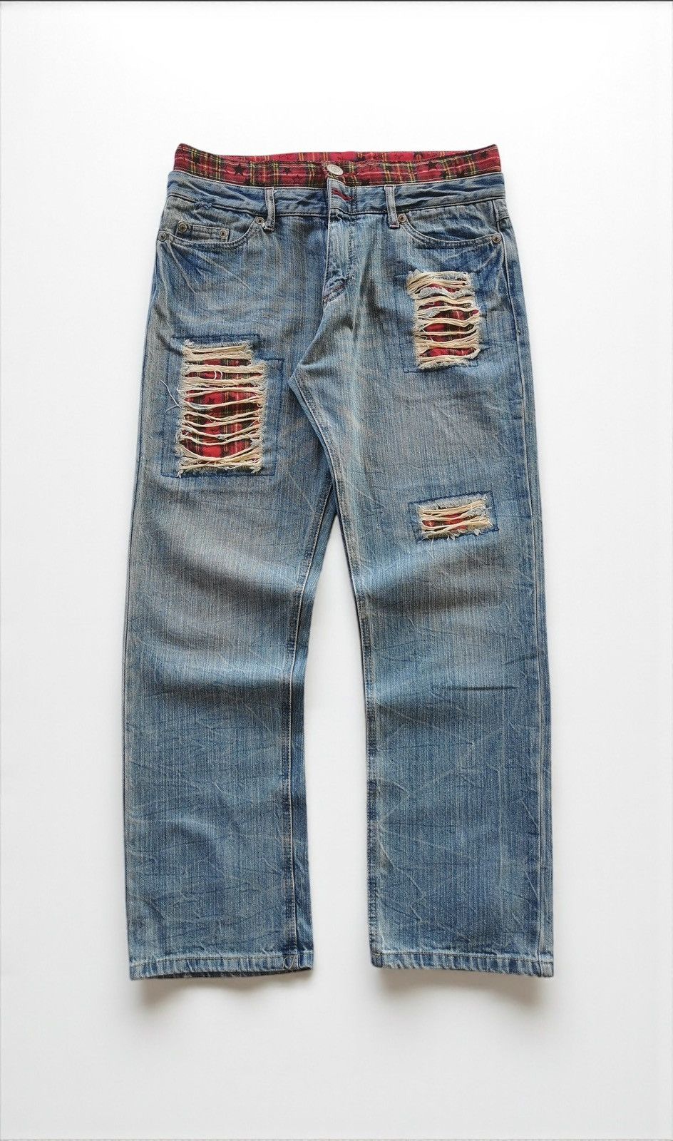 14th Addiction Double Waist Patches Statement Fashion Clawmark Jeans 32x30 Size US 32 / EU 48 - 1 Thumbnail
