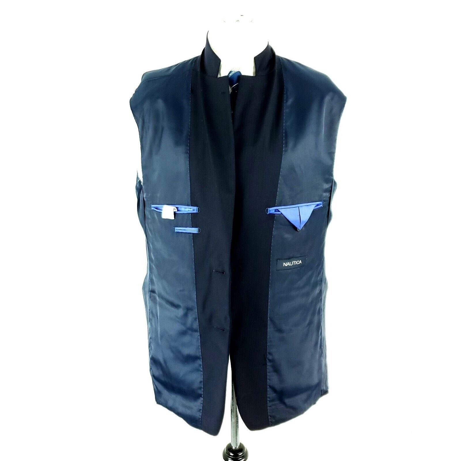 Nautica Nautica Wool 2 Button Blazer 40R Blue Herringbone Sport Coat Size 40R - 9 Thumbnail