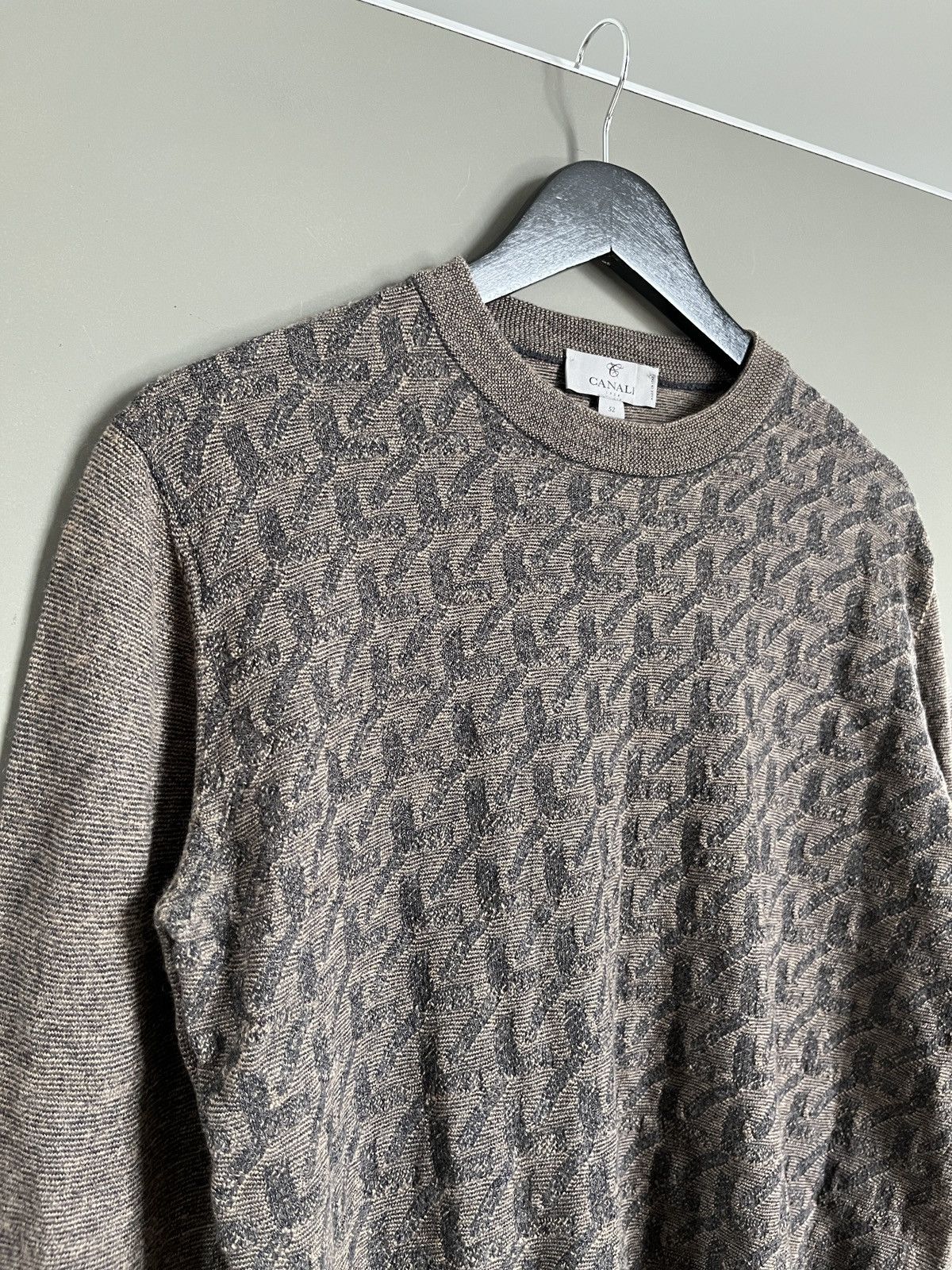 Canali Canali Wool Monogram Sweater Size US L / EU 52-54 / 3 - 3 Thumbnail