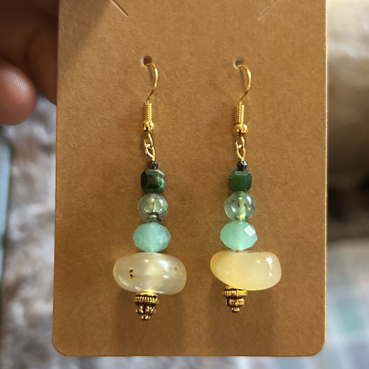 Handmade Handcrafted elegant genuine agate tiger eye earrings Size ONE SIZE - 2 Thumbnail