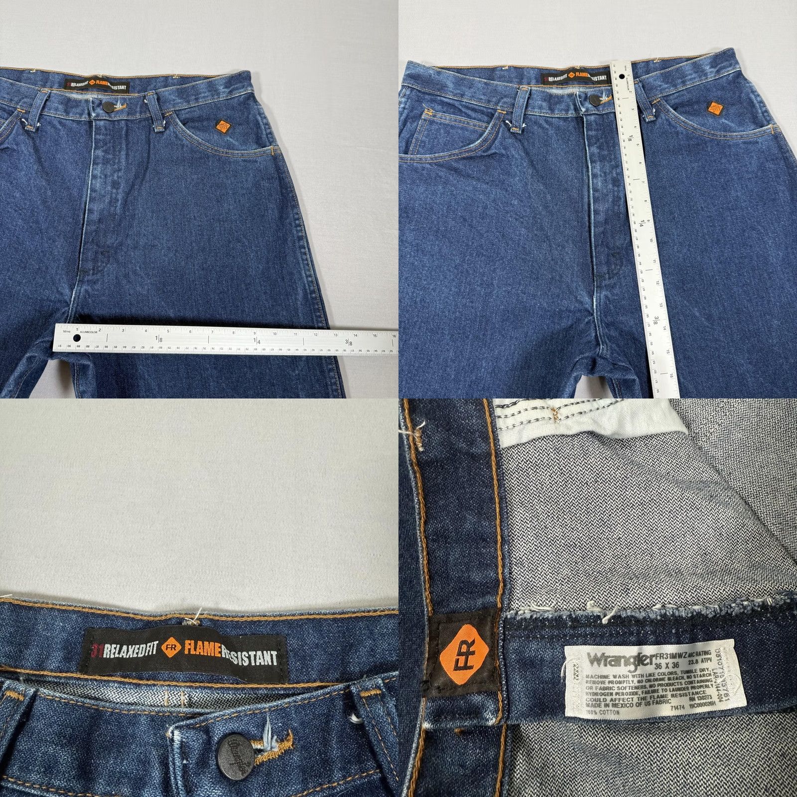 Wrangler WRANGLER Jeans Men 36x36 Blue FR Flame Resistant Relaxed Fit Denim Pants Western Straight Leg Workwear Size US 36 / EU 52 - 8 Thumbnail