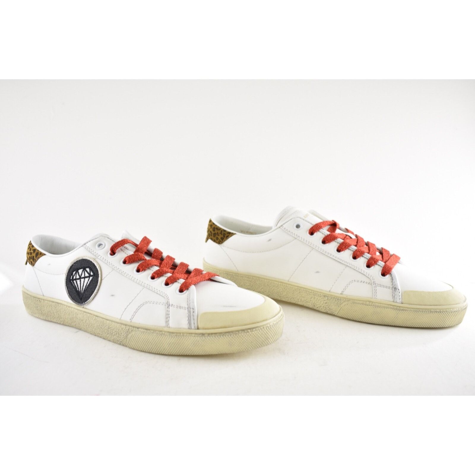 Yves Saint Laurent Saint Laurent Mens SL 37 Court Diamond White Flat Low Top Size US 11 / EU 44 - 5 Thumbnail
