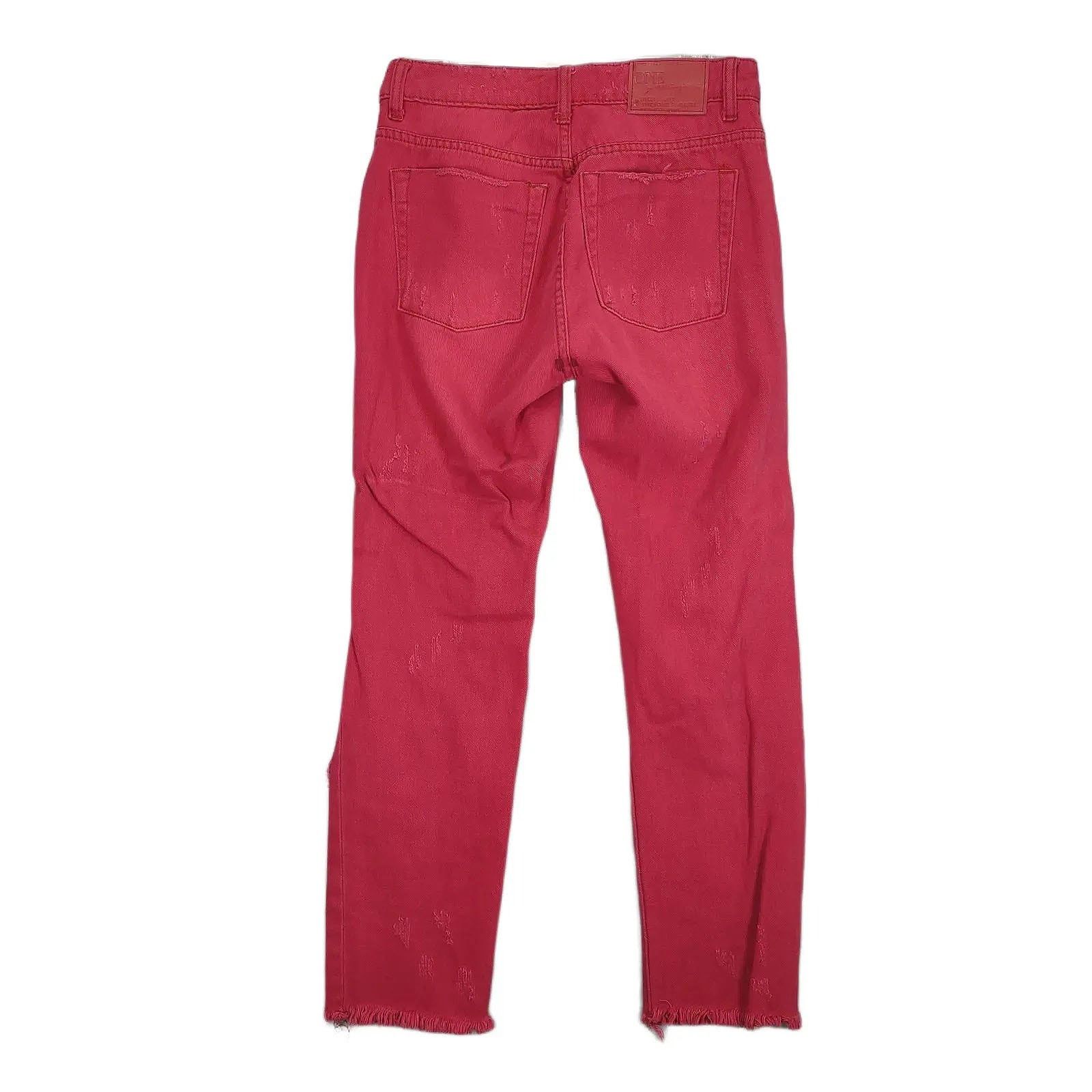 One Teaspoon One Teaspoon High Waist Awesome Baggies Red Distressed Jeans Size 28" / US 6 / IT 42 - 2 Thumbnail