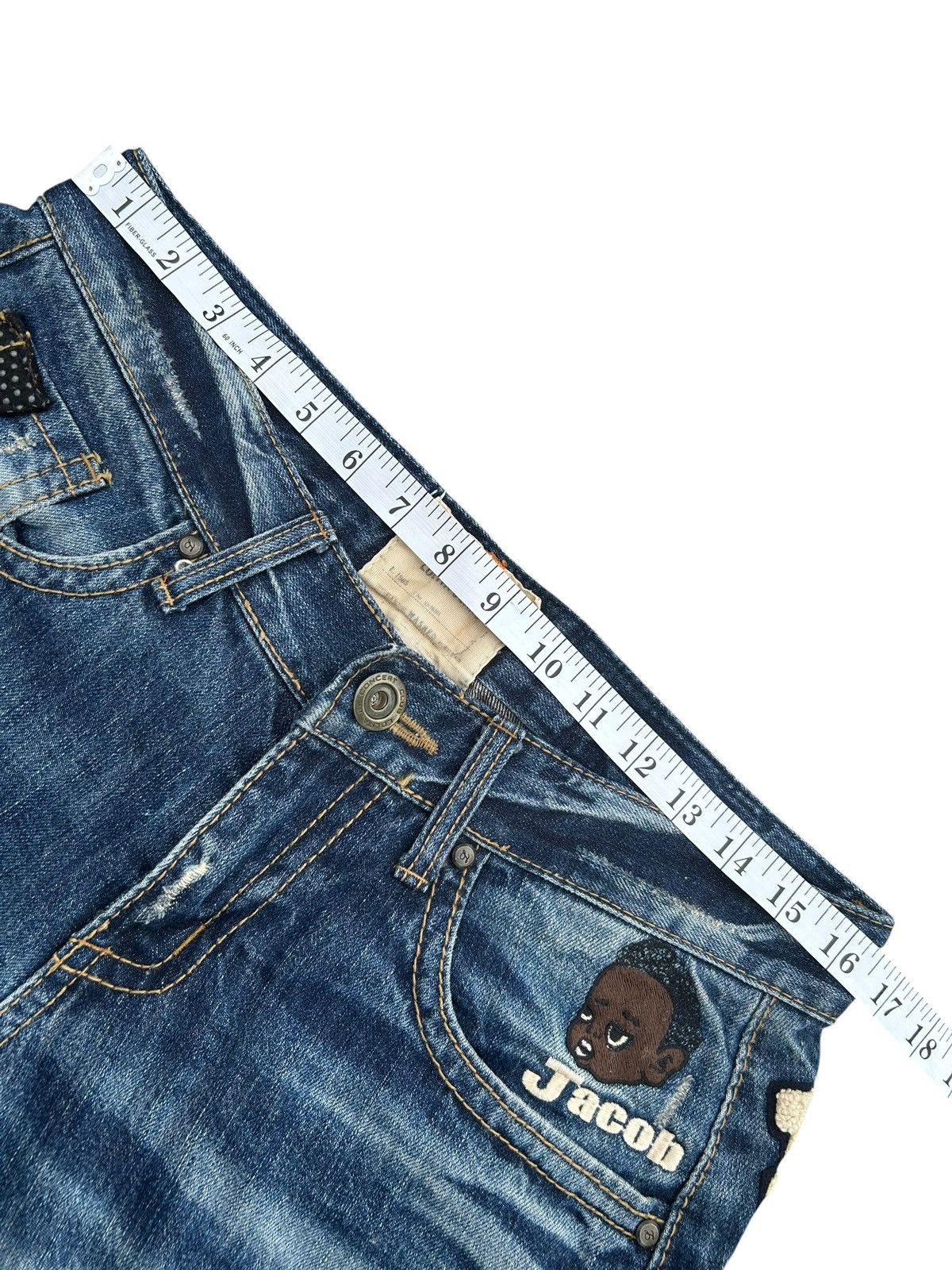 Kapital YOSHITOMO NARA LOLITA Exotic Vintage Distressed Denim Jeans Size US 33 - 16 Thumbnail