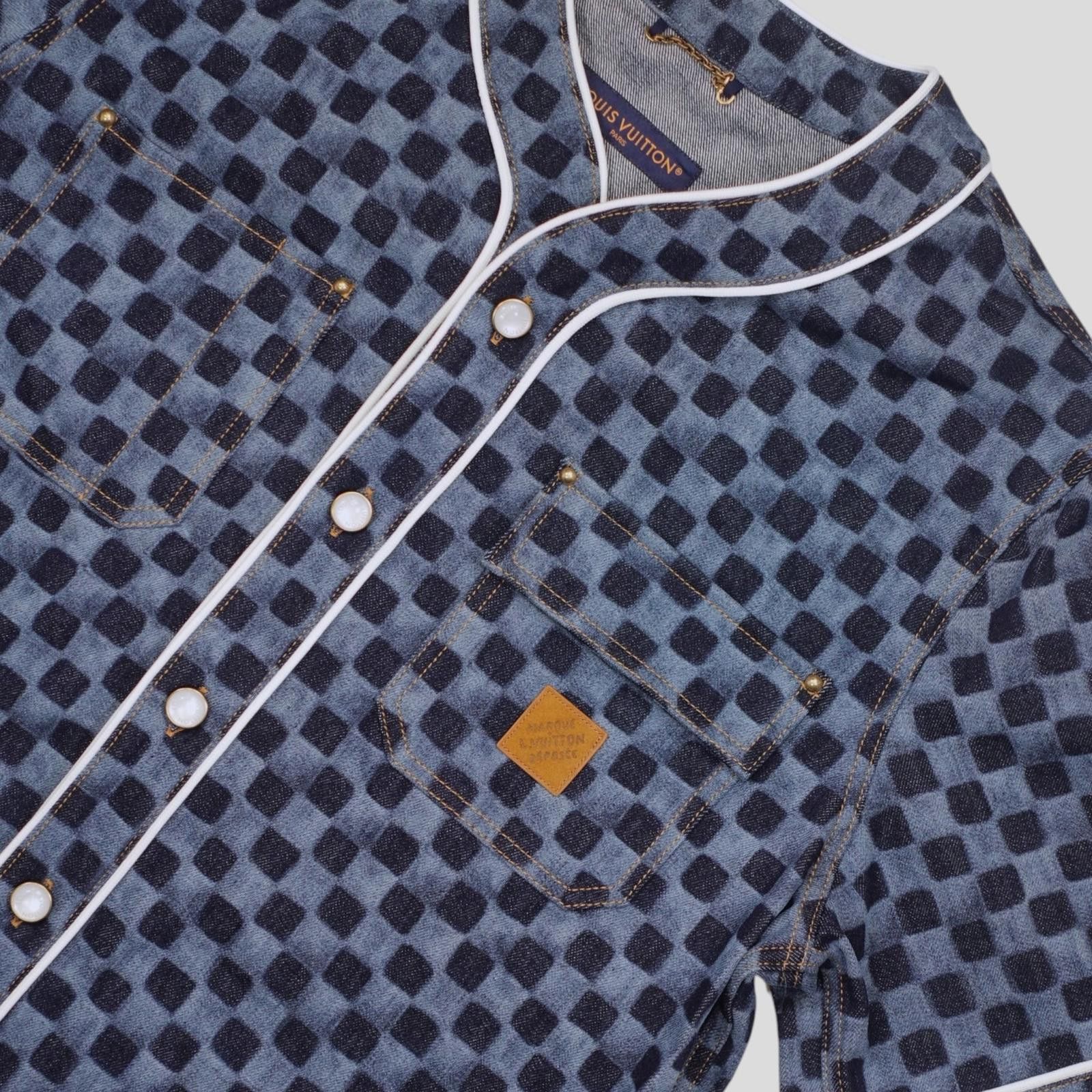 Louis Vuitton Louis Vuitton Damier Denim Baseball Shirt in Blue Size US XL / EU 56 / 4 - 2 Thumbnail