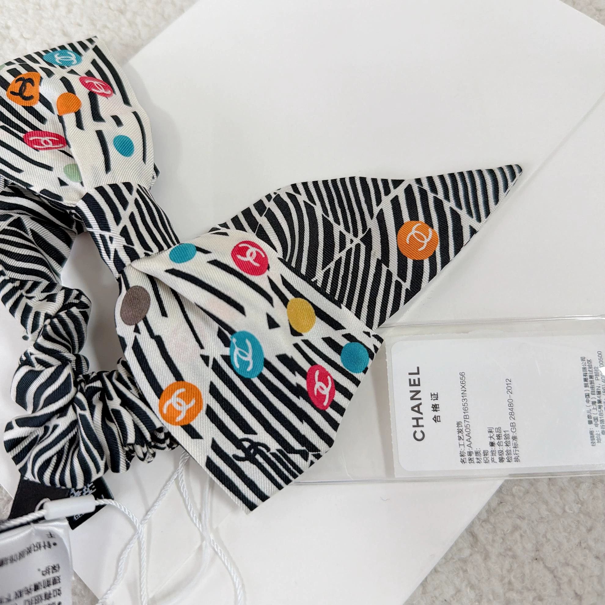 Chanel Chanel Striped Bow Hair Scrunchie Size ONE SIZE - 4 Thumbnail