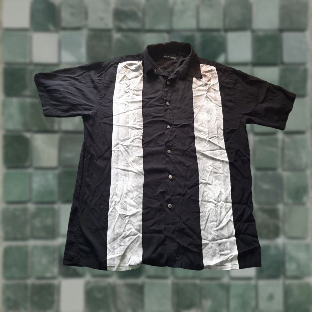Pierre Cardin Pierre Cardin Shirt Short Sleeve Mens M Black Tropical Palm Trees pattern Button-Up Collared Modern Regular T-Shirt? Size US M / EU 48-50 / 2 - 1 Thumbnail