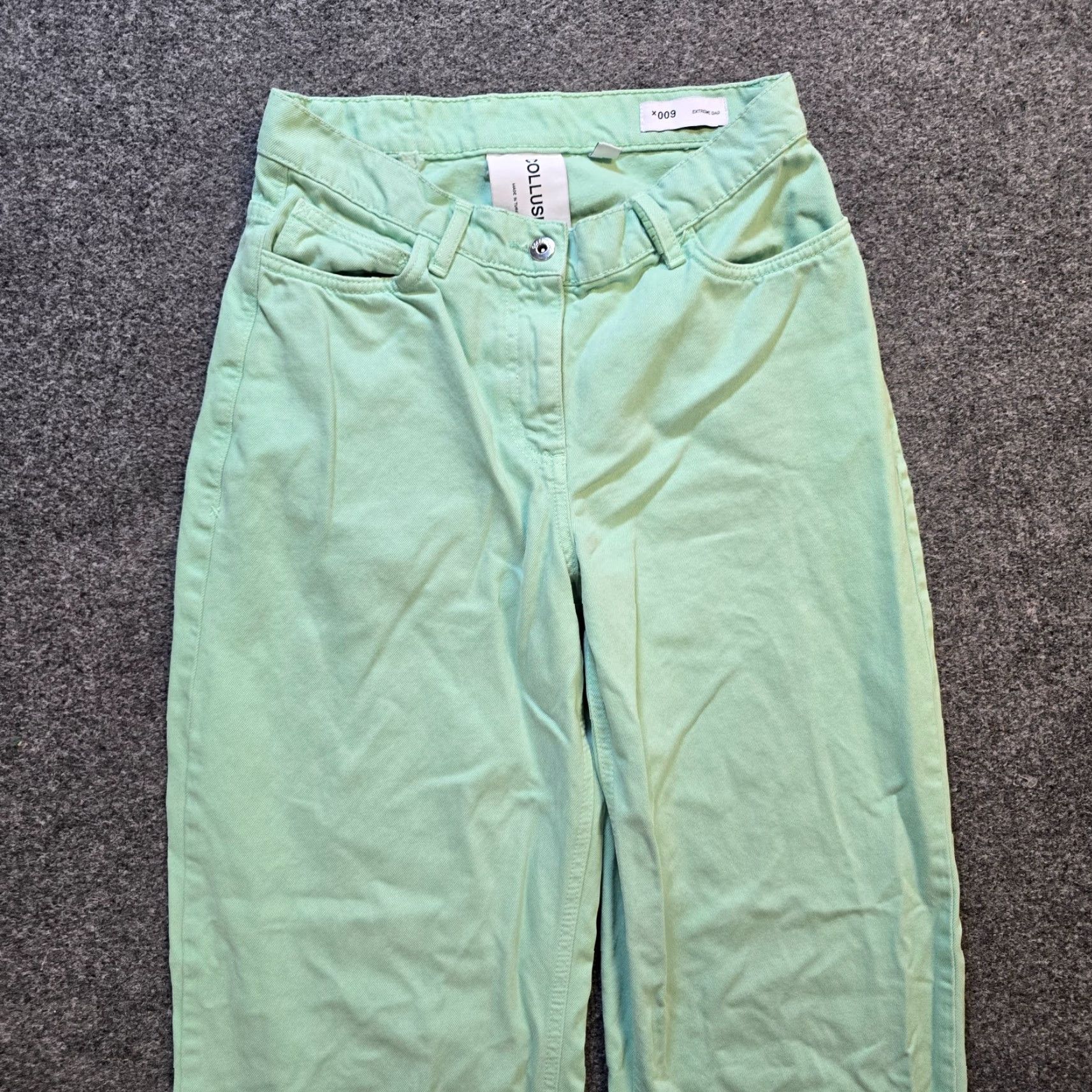 Vintage COLLUSION Jeans Womens 28 Green Baggy Straight Denim Casual Y2K Classic Baggy Straight Leg Regular Rise High Cotton Denim 32 In Inseam Womens Size 28" / US 6 / IT 42 - 2 Thumbnail