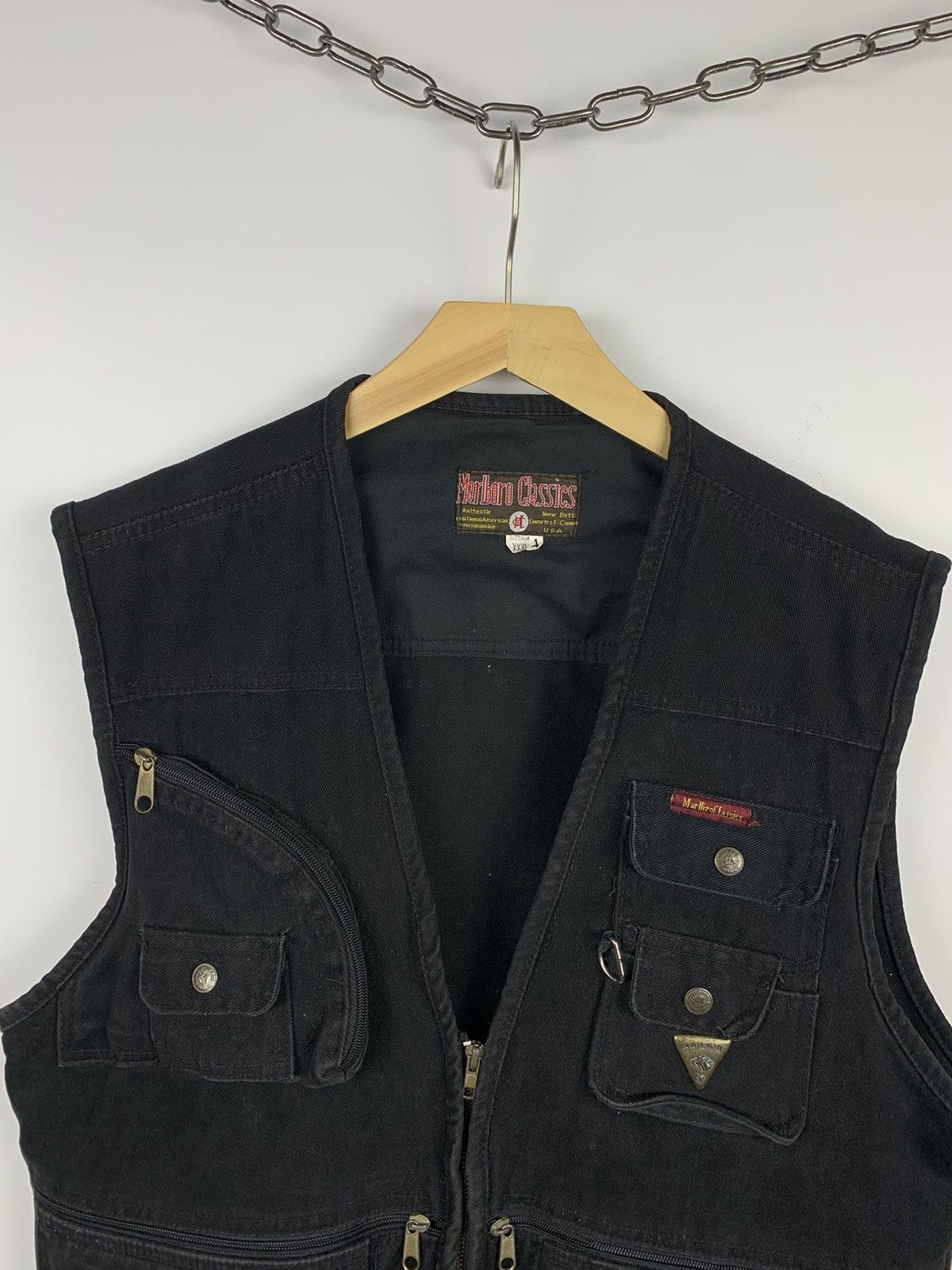 Marlboro Classics MARLBORO CLASSICS Vintage Quarter Zips Vest Jacket Black 90s Size US XXL / EU 58 / 5 - 2 Thumbnail