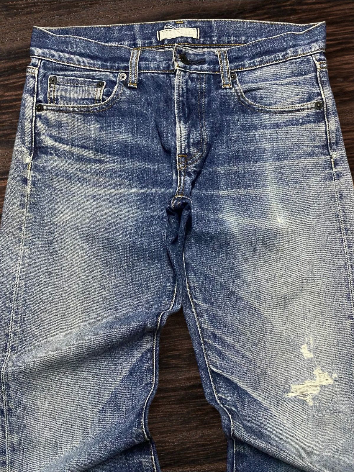 Japanese Brand Vintage Japanese Brand Uniqlo Selvedge Distressed Slim Jeans Size US 31 - 3 Thumbnail