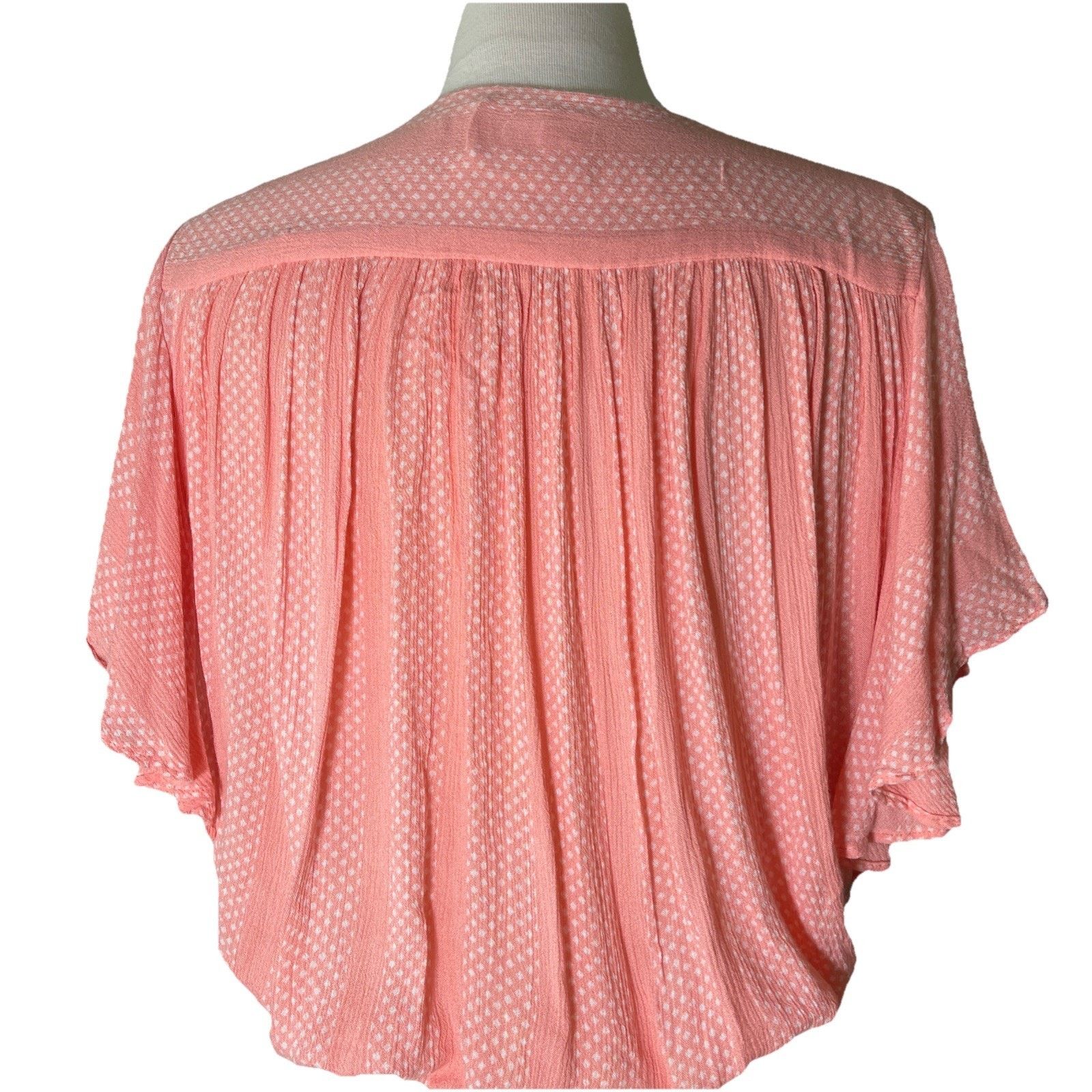 Anthropologie Anthropologie Maeve Small Pink/ Peach Dot Crop Ruffle Size S / US 4 / IT 40 - 4 Thumbnail