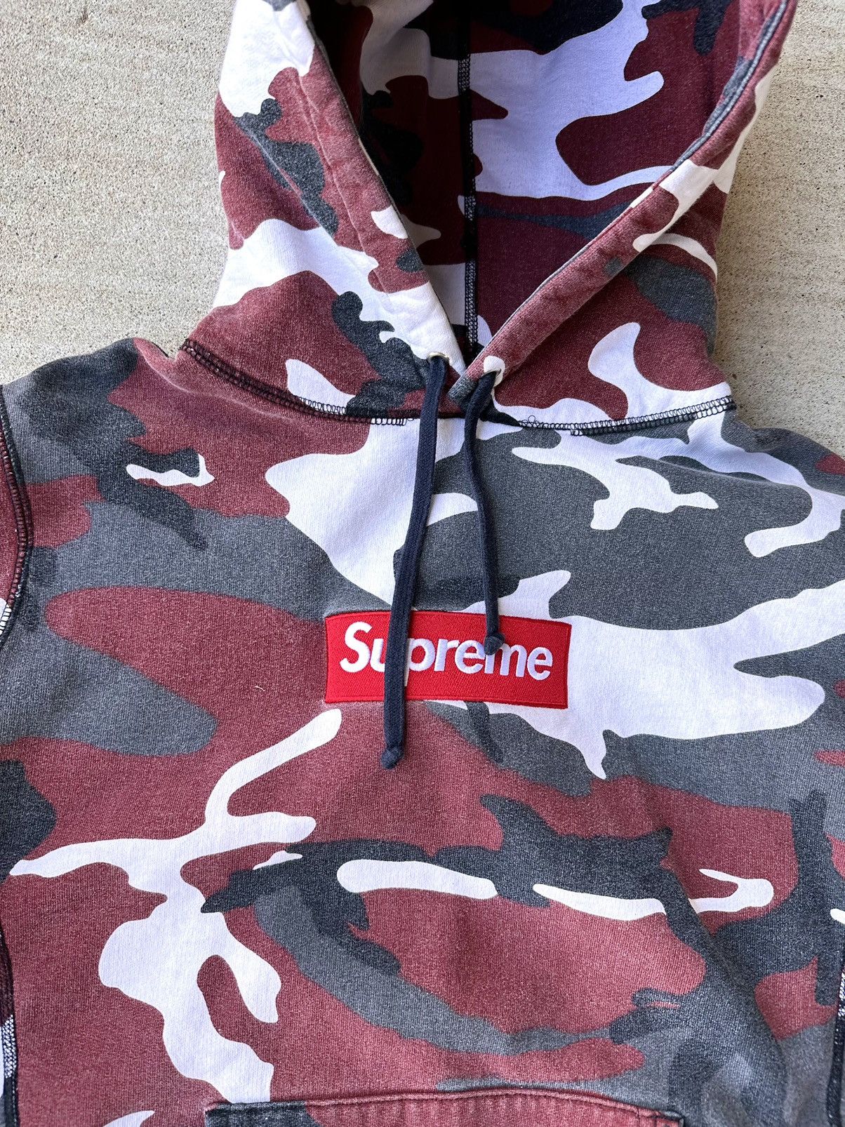 Supreme Supreme Hoodie Medium Box Logo Red Camo Drawstring