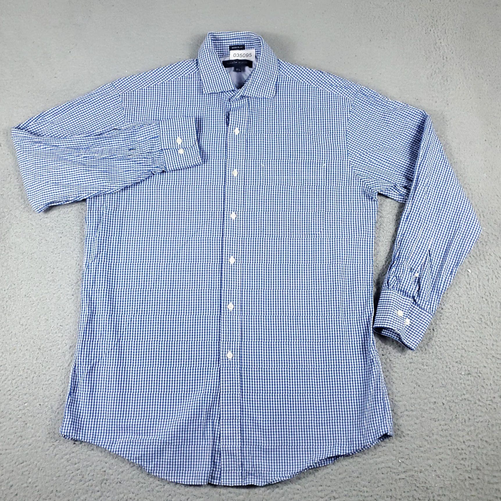 Tommy Hilfiger Tommy Hilfiger Dress Shirt Mens 15.5 Blue Check Long Sleeve Button Up Size 40R - 2 Thumbnail