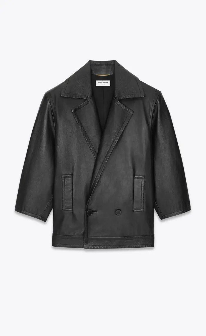 Saint Laurent Paris o1bcso1str0325 Coat In Drummed Lambskin in Black Size L / US 10 / IT 46 - 1 Thumbnail