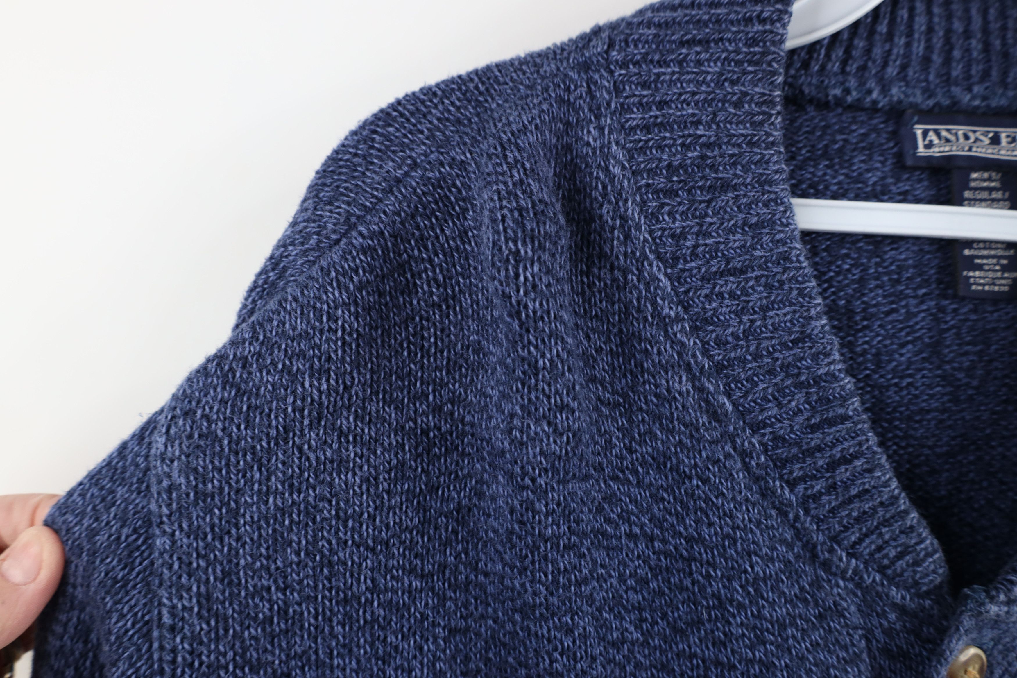 Lands' End × Vintage Vintage 90s Lands End Cotton Knit Henley Sweater Blue USA Size US M / EU 48-50 / 2 - 4 Thumbnail