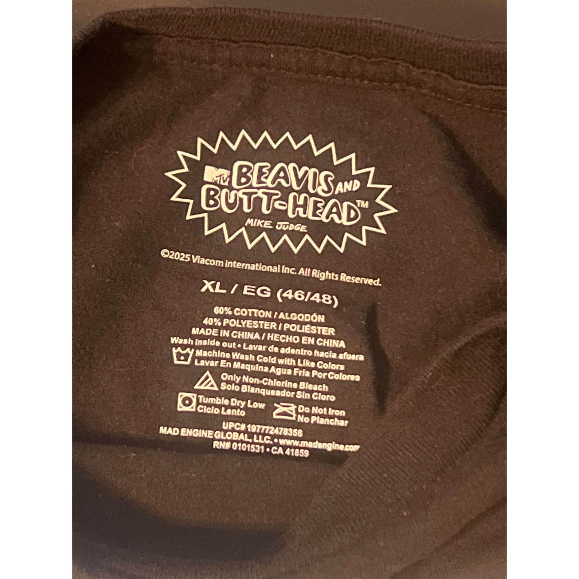 Mtv Beavis Butt-Head Graphic T-Shirt Mike Judge Black Diving Sho Size US XL / EU 56 / 4 - 4 Thumbnail