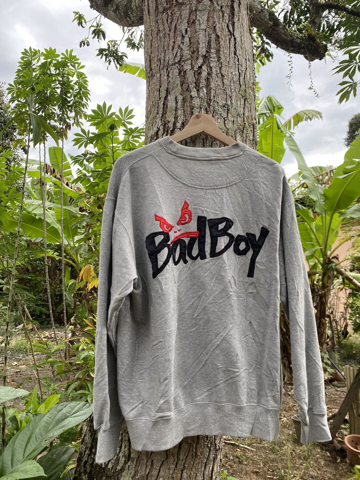 image of Made In USA x Vintage 90's Badboy Sweatshirt Crewneck Distressed in Grey, Men's (Size Large)