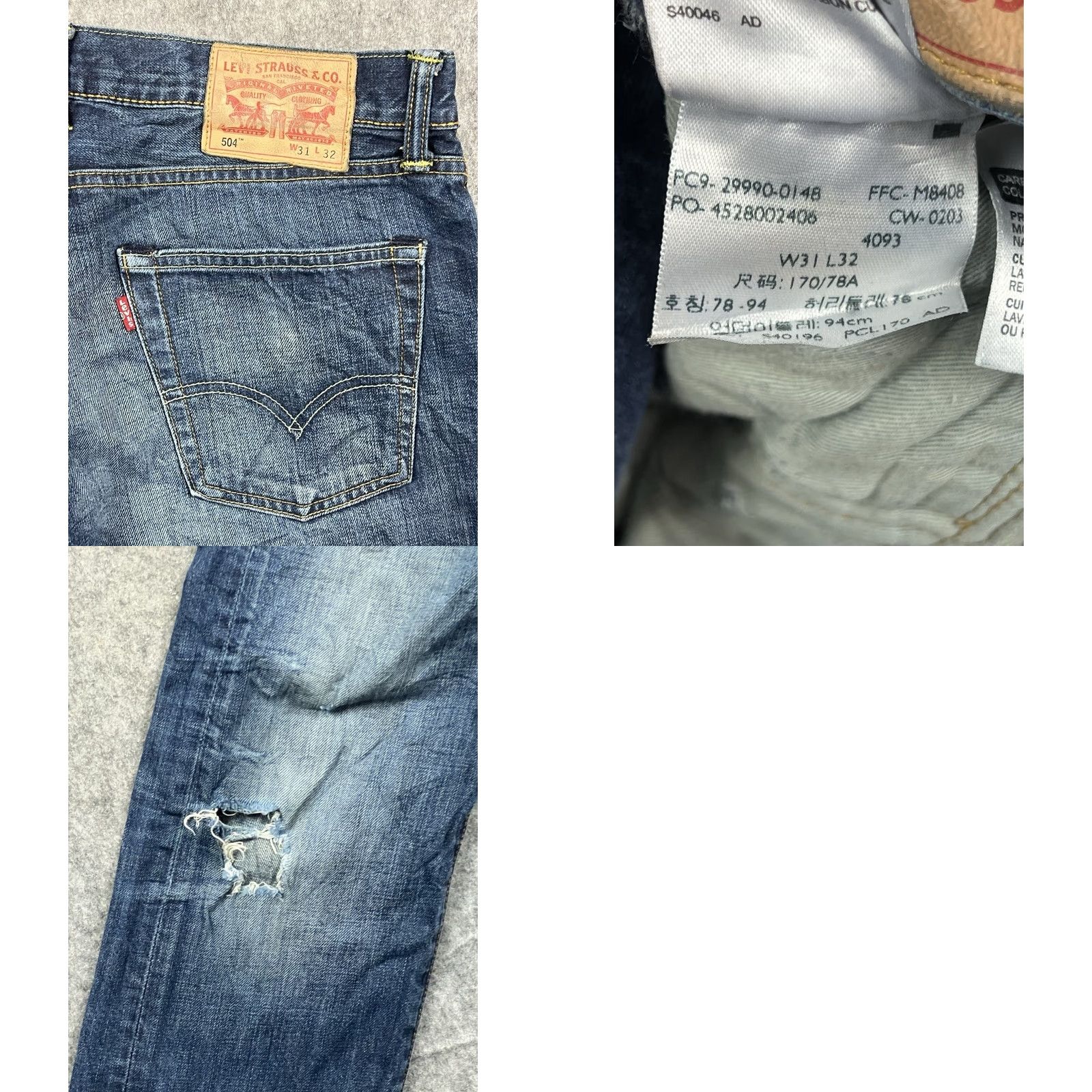 Levi's VINTAGE Levi's 504 Jeans Men's Size 31x32 Slim Fit Straight Leg Distressed Y2K Denim Blue Regular 5-Pocket City Jeans Mens Model Levi's 504 Size US 31 - 8 Thumbnail