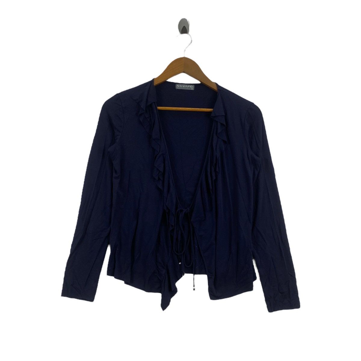 Krizia KRIZIA POI Italian Designer Dark Blue Cardigan Sweatshirt Size S / US 4 / IT 40 - 1 Thumbnail