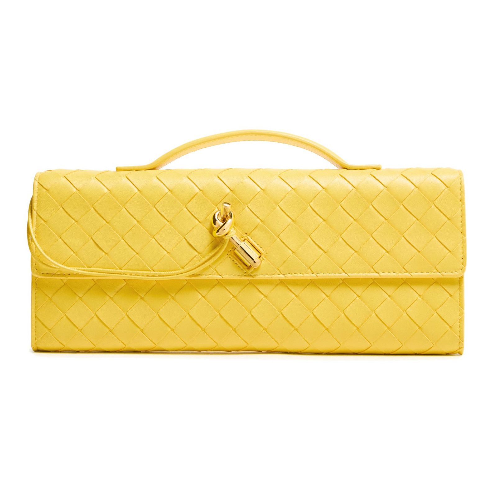BOTTEGA VENETA $3500 Andiamo DAFFODIL Top Handle Clutch New