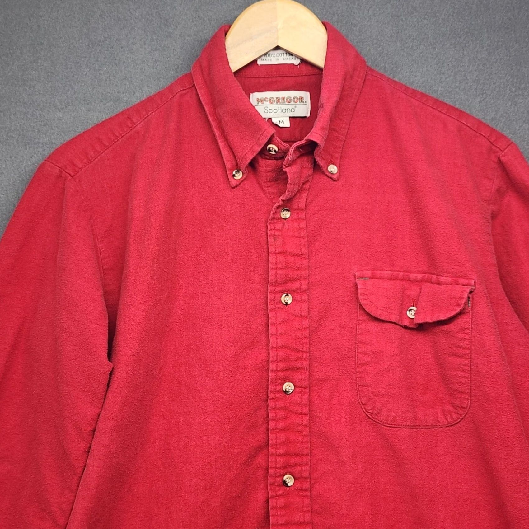 McGregor VINTAGE McGregor Scotland Men Shirt Long Sleeve Button-Up Chamois Flannel Red Medium Size US M / EU 48-50 / 2 - 6 Thumbnail