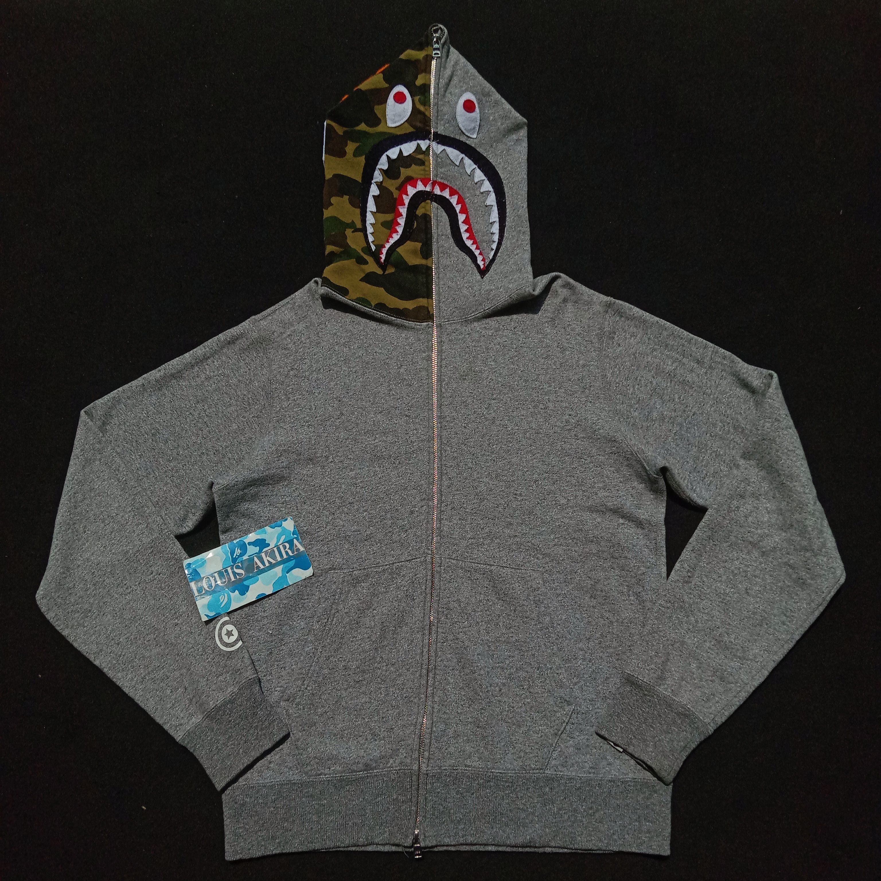 Bape Heather Shark Full Zip Hoodie (2015) Size US L / EU 52-54 / 3 - 1 Thumbnail