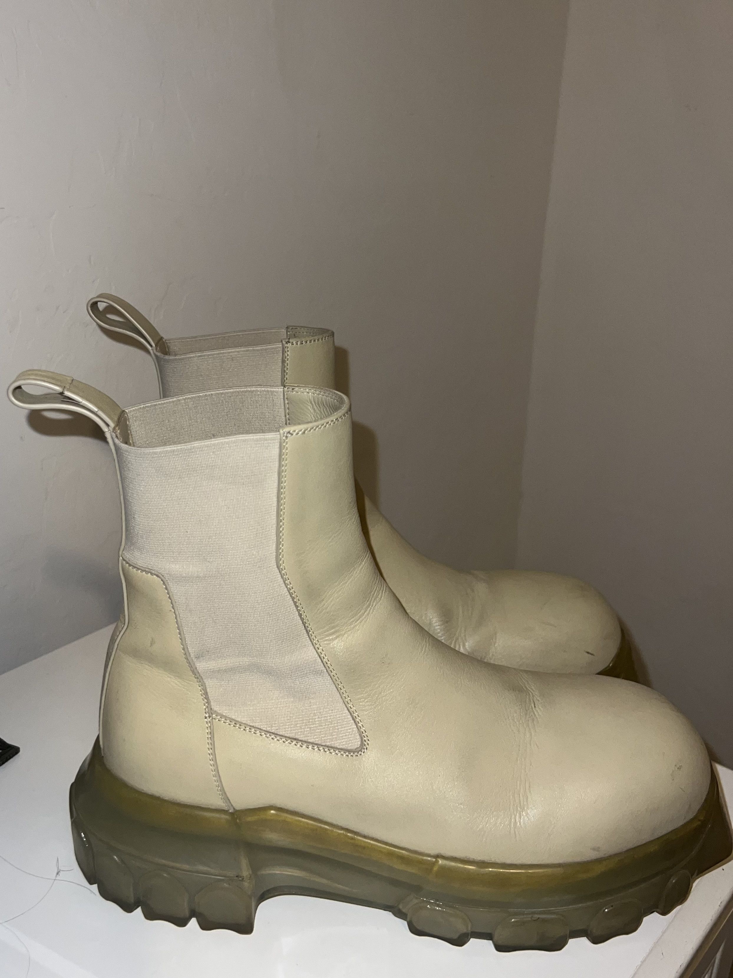 Rick Owens Rick Owens Off-White Cream Beatle Bozo Tractor Chelsea Boots Size US 9 / EU 42 - 5 Thumbnail