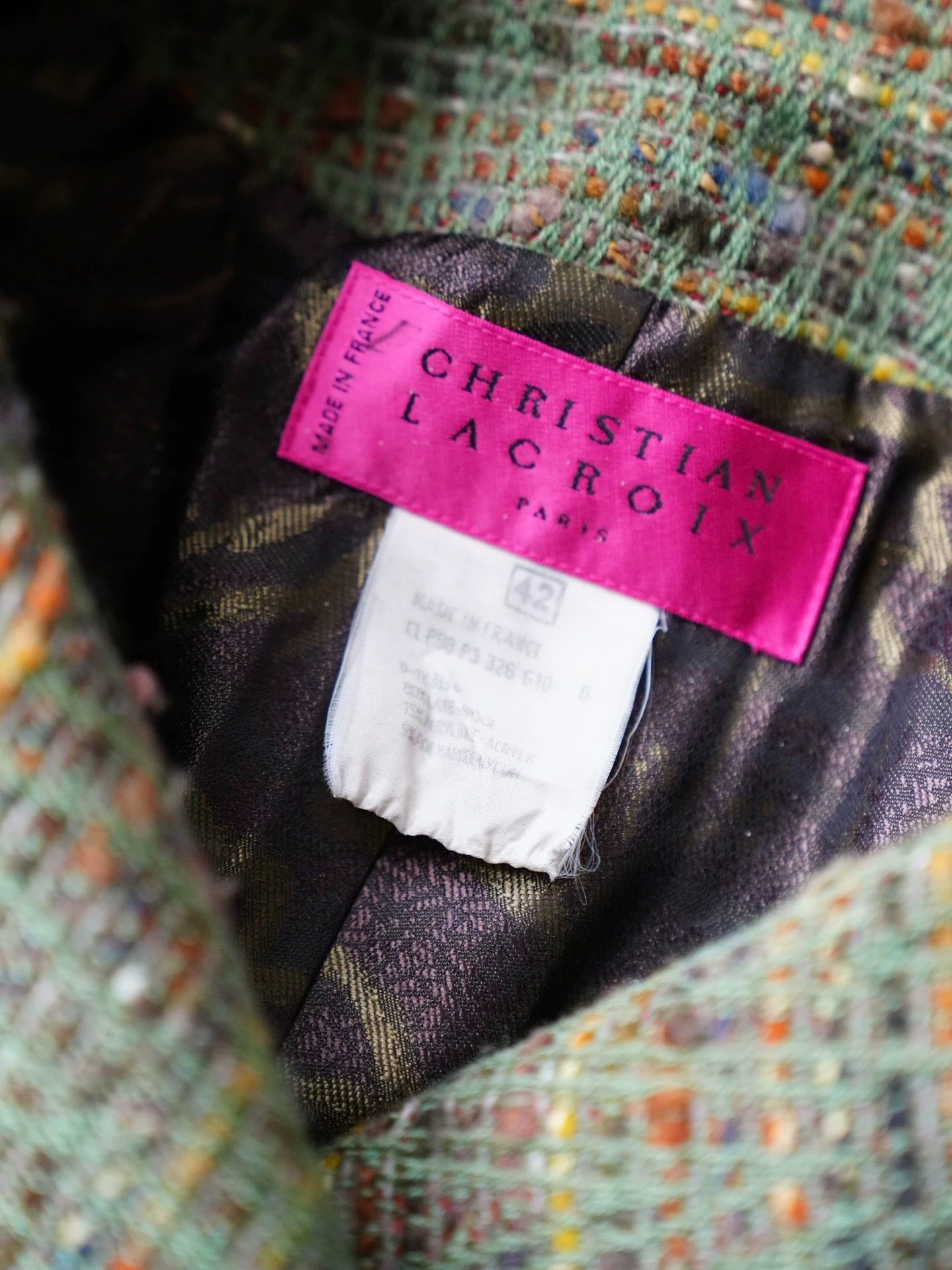 Christian Lacroix Christian Lacroix 1998 Olive Green Wool Tweed Coat FR42 Size M / US 6-8 / IT 42-44 - 5 Thumbnail