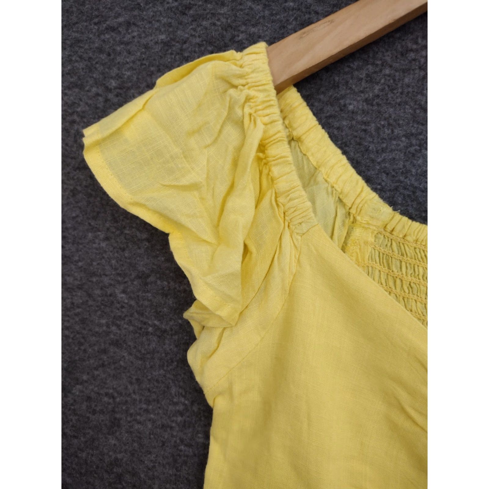 Vintage Japna Women's Yellow V-Neck Cap Sleeve Crop Flare Blouse XS Size XS / US 0-2 / IT 36-38 - 7 Thumbnail