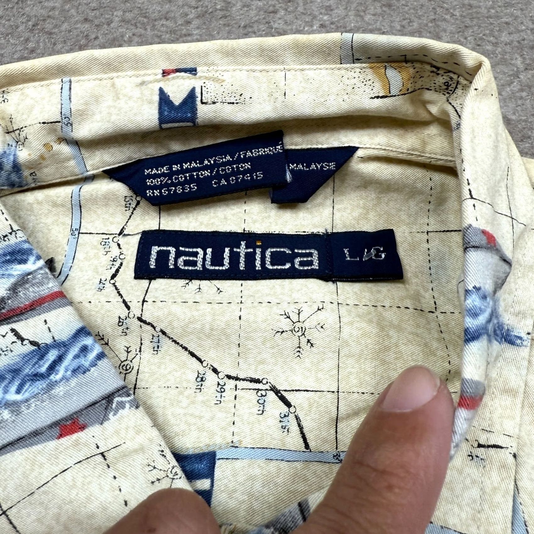 Nautica VINTAGE Nautica Shirt Yellow Long Sleeve Men's L BOAT AOP 90s Size US L / EU 52-54 / 3 - 2 Thumbnail