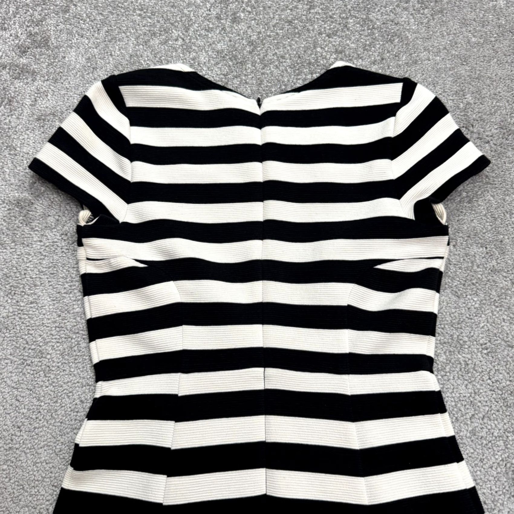 Boden Boden Striped A-Line Dress Womens 12 Multicolor Knit Midi Cap Sleeve Zipper Round Neck Short Sleeve Size XL / US 12-14 / IT 48-50 - 3 Thumbnail