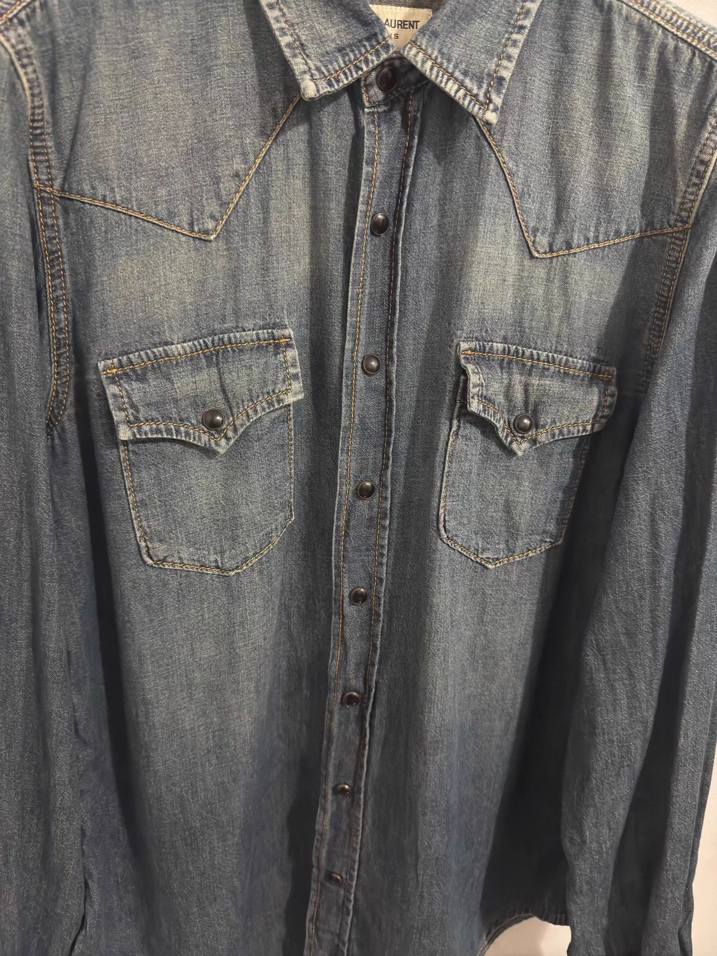 Saint Laurent Paris SLP 21ss deep blue cat eye 2pocket denim shirt M Size US M / EU 48-50 / 2 - 3 Thumbnail