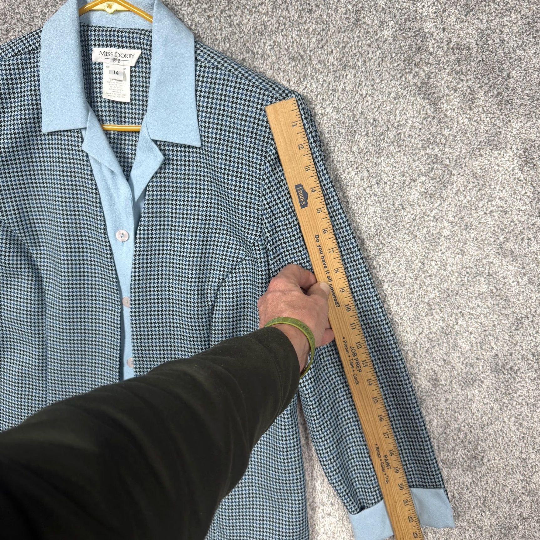 Vintage Miss Dorby Blazer 14 Blue Black Houndstooth Classic Office Career Light Academia Women Blazer Size XL / US 12-14 / IT 48-50 - 3 Thumbnail