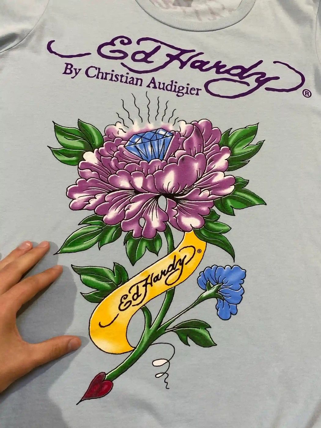 Christian Audigier Ed Hardy By Christian Audigier Diamond Peonies Logo T-shirt Size US S / EU 44-46 / 1 - 3 Thumbnail