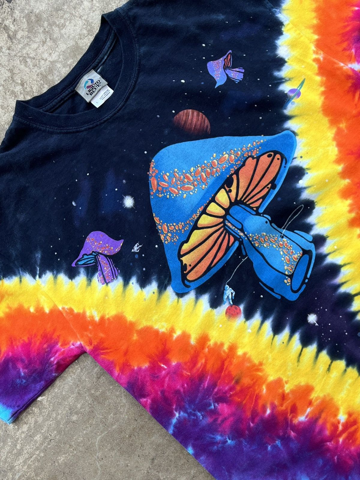 Vintage Vintage 90s Liquid Blue Psychedelic Mushroom Tie Dye Large Size US L / EU 52-54 / 3 - 1 Thumbnail