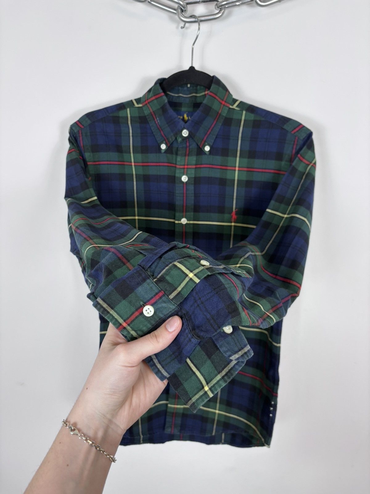 Ralph Lauren Ralph Lauren Men’s Blue Green Tartan Plaid Long Sleeve Shirt Size US XS / EU 42 / 0 - 8 Thumbnail