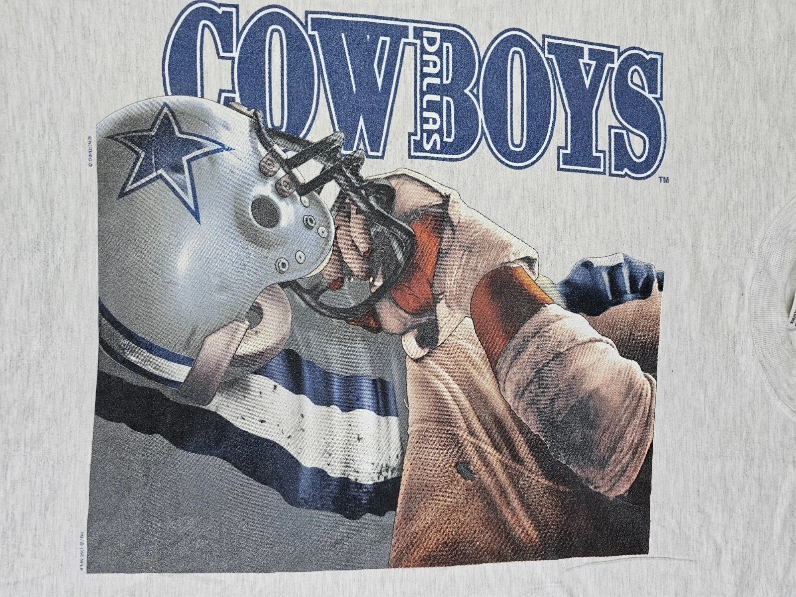 Other Nutmeg Mills 1996 Dallas Cowboys Single Stitch NFL Tee Men L Size US XXL / EU 58 / 5 - 2 Thumbnail