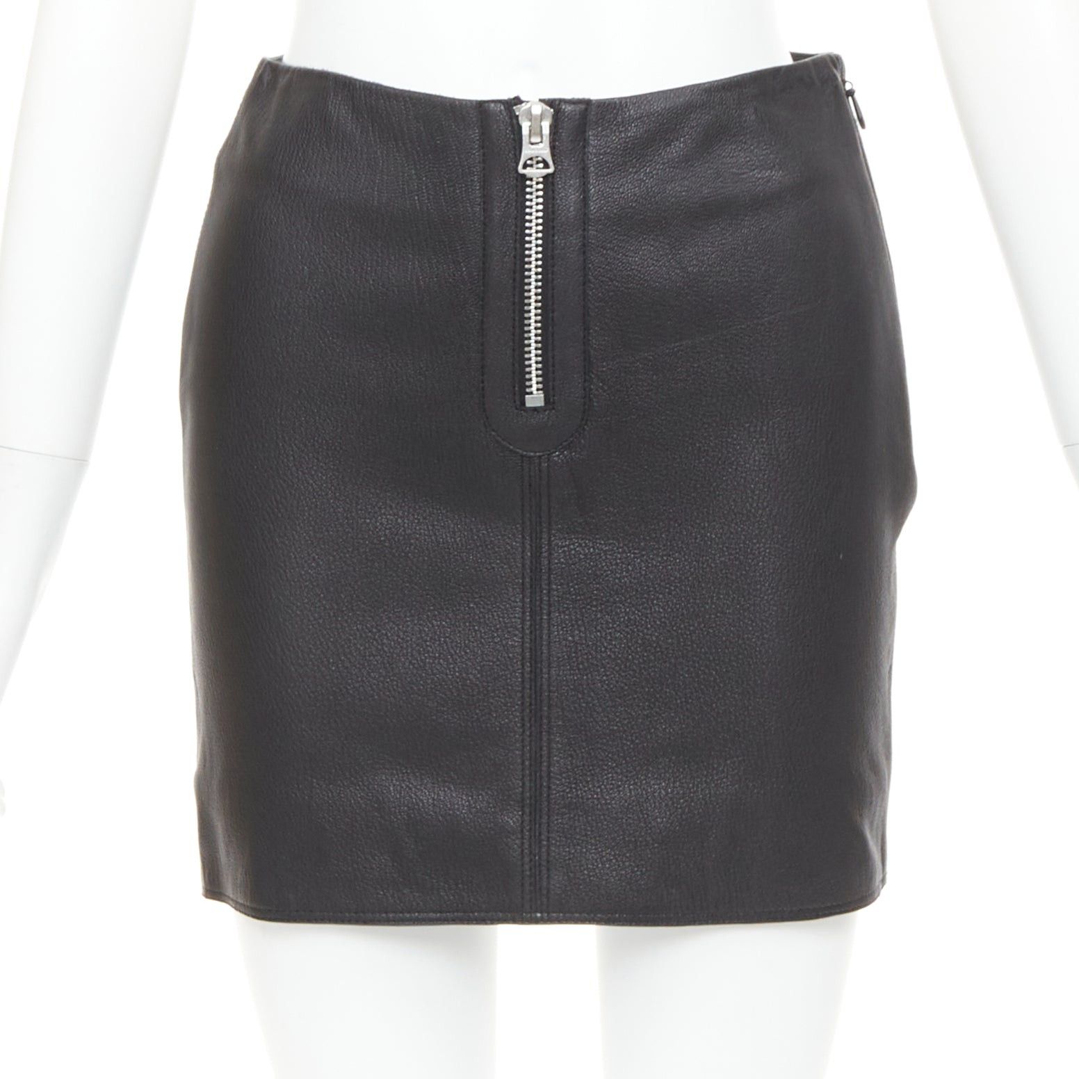 Acne Studios ACNE STUDIOS 2016 Franca black leather silver zip pencil skirt FR32 XXS Size 25" / US 0 / IT 36 - 1 Thumbnail