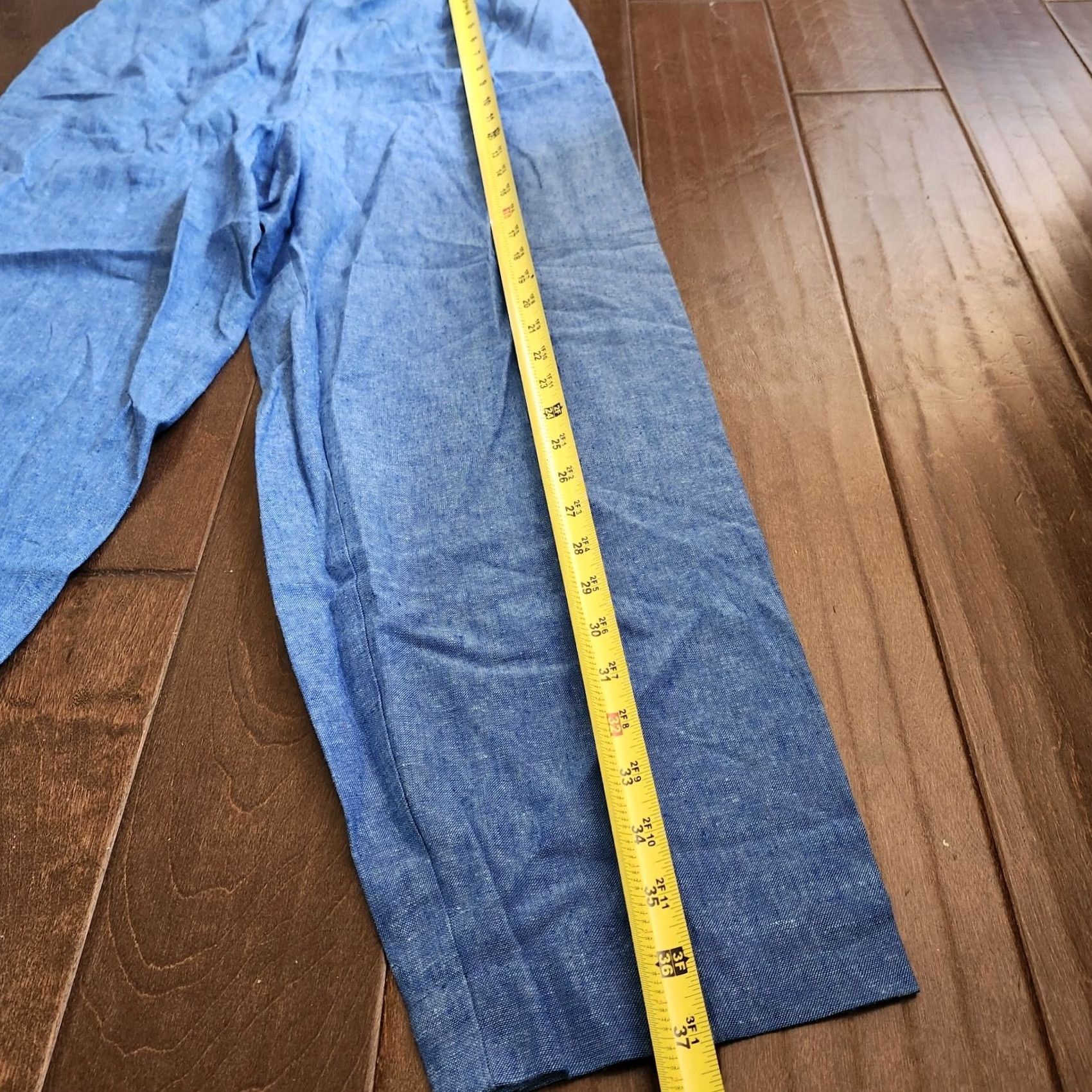 Vintage Melissa Harper Women's Pants - Blue Heathered - Size 12 - Regular Fit - Rayon Linen - Zip Closure - Machine Washable - Casual Travel - Women Size 34" / US 12 / IT 48 - 5 Thumbnail